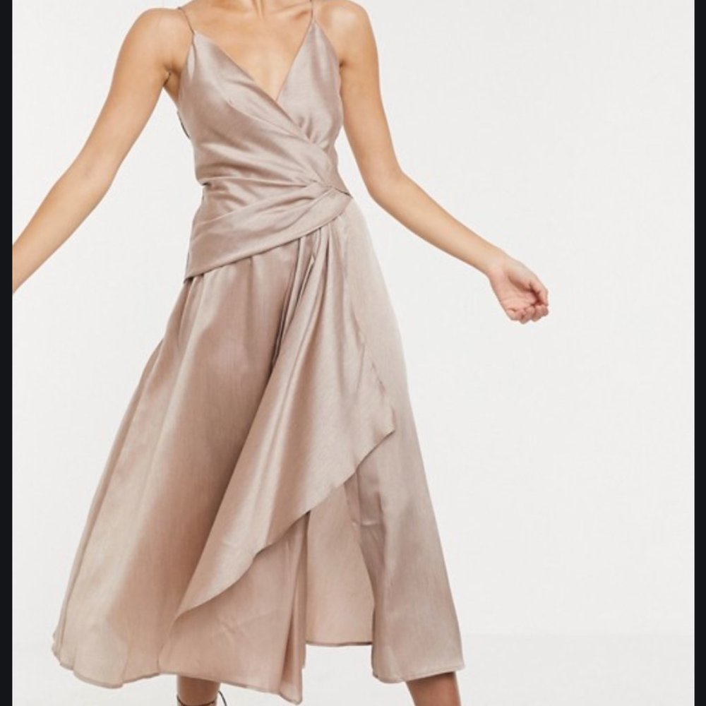 ASOS DESIGN textured wrap cami midi dress
